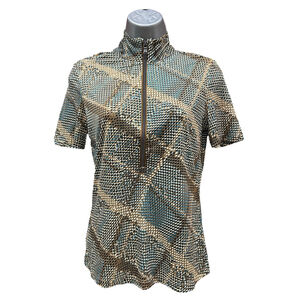 NWT Anatomie Printed Belle 1/4 Top in Reptile Plaid in small retails $208